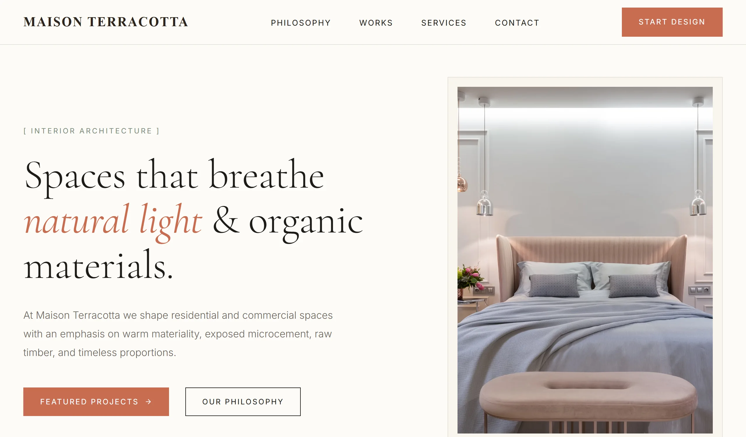 Warm Minimalist Editorial Architecture - TERRA Preview