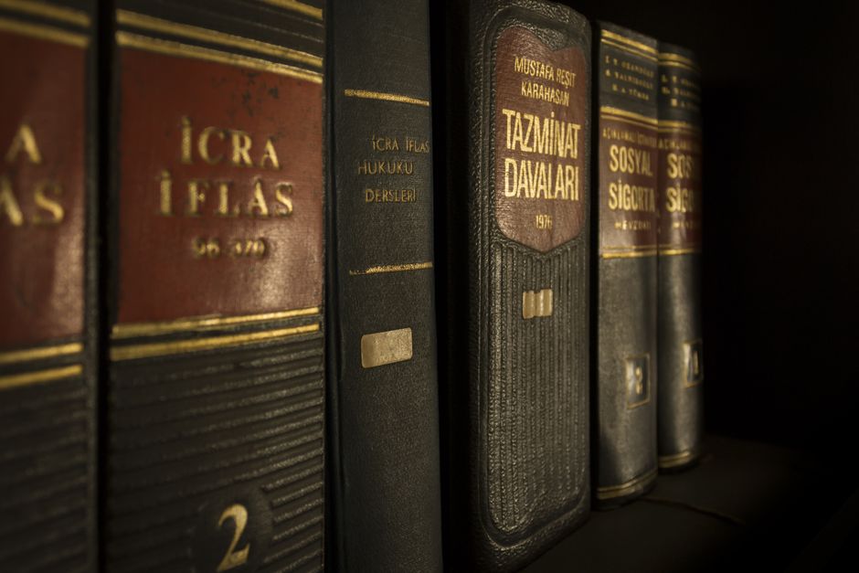 Legal archives and classic leather-bound filings